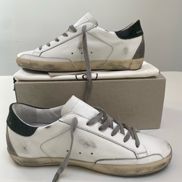 Golden Goose Superstar Sneaker White Leather/Green Suede/Gray sz 41 New in Box - Picture 4 of 13